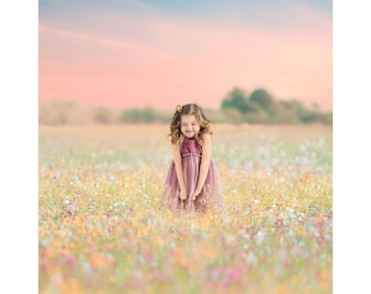 Summer Meadow Digital Background, Flower Field Background, Nature, Meadow, Instant Download
