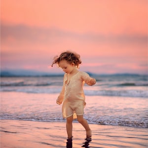 Sunset Sea Digital Backdrop, Beach Background, Coast, Summer, Nature, Instant Download