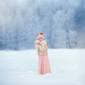 Blue Winter Digital Background, Winter Forest Backdrop, Snow, Nature, Outside, Instant Download
