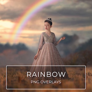Realistic Rainbow Overlays, Weather Photoshop Overlays, Autumn Digital Backdrop, Dreamy Rainbow PNG Overlays, Instant Download