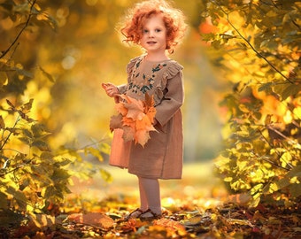 Golden Autumn Park Backdrop, Digital Background Fall, Leaves, Autumn Light, Nature, Foliage, Instant Download
