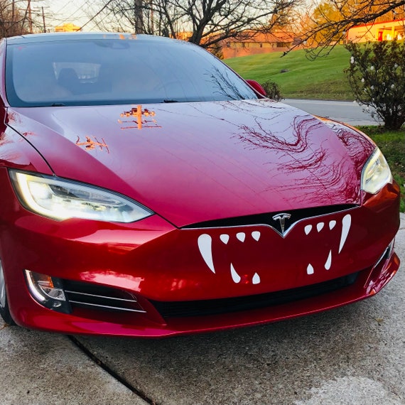 Tesla Model S 3 X Y Halloween Teeth Fangs Aufkleber -  Schweiz