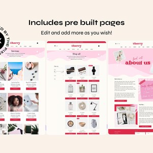 Retro Pink Wix Website Template: Canva Banners & Logo image 4