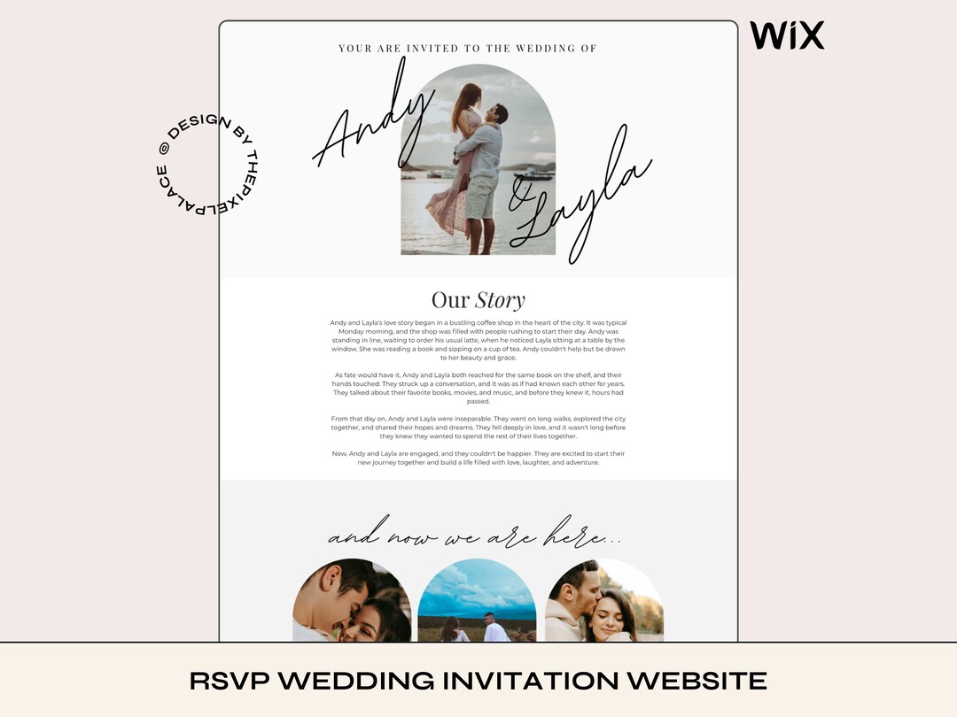 Wedding Website, Digital Invite, Minimalist Wedding Invitation, Wix ...