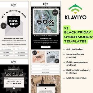 Klaviyo Black Friday Sale Bundle, Klaviyo Sale Emails, Cyber Monday, Sale Email Templates