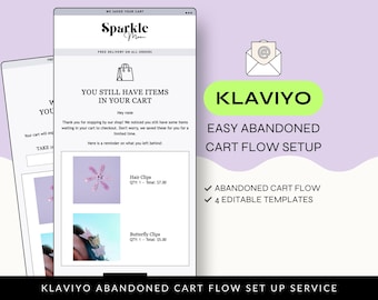 Klaviyo Abandoned Cart Flow Quick Setup Service, Editable Abandoned Cart Templates, Minimalist Design, klaviyo email template