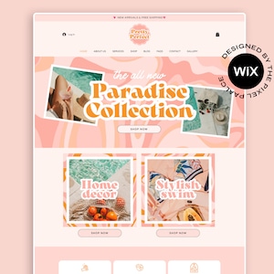 Peach 90s Style Wix Website Template with Canva Banners