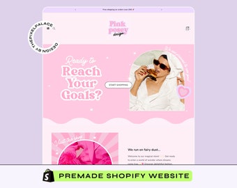 Shopify Theme, Website Template, Pink, Premade Design Service using Canva Templates including Logo