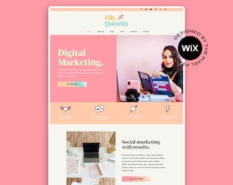 Pink Business Wix Website Template: Social Media, Marketing Theme