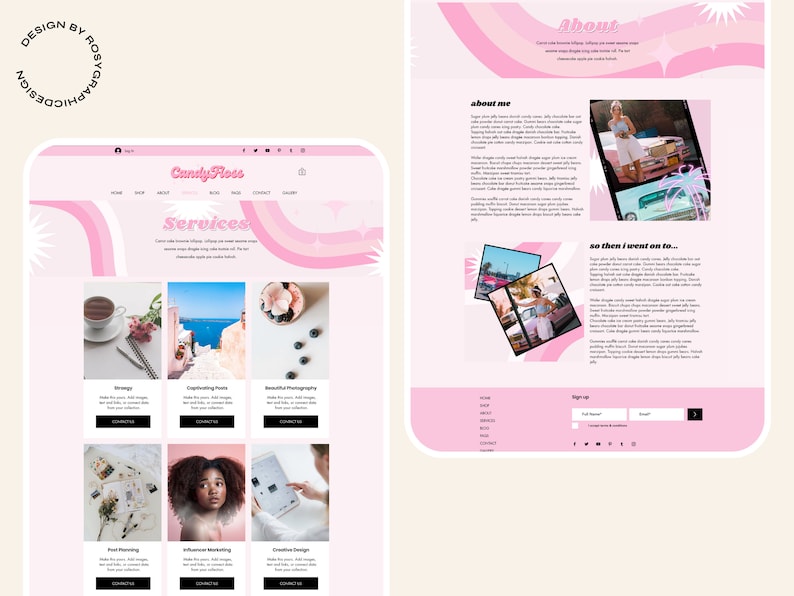 Pink Retro Wix Website Template editable with Canva Banners & Logo afbeelding 7