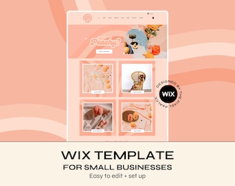 Peach Retro Wix Website Template with Logo & Canva Banners
