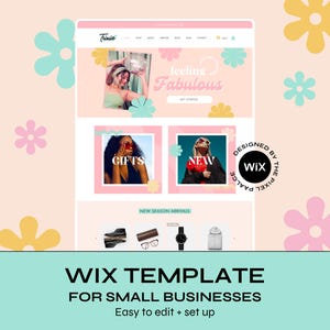Wix Website Template Colourful Peach Pink Blue 70s Vibe, Canva Graphics