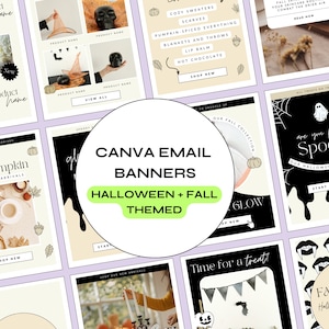 Editable Canva Email Banners and Templates for Halloween, Fall, and Autumn-Themed Emails