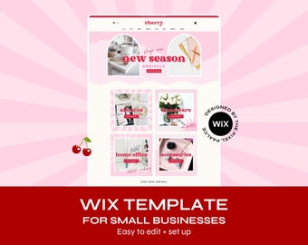 Retro Pink Wix Website Template: Canva Banners & Logo