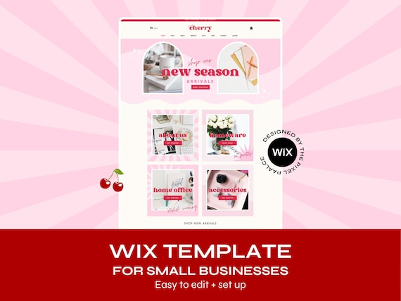 Retro Pink Wix Website Template: Canva Banners & Logo