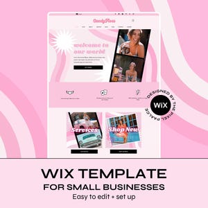 Pink Retro Wix Website Template editable with Canva Banners & Logo afbeelding 1