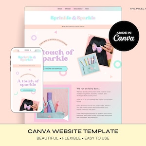 Uroczy szablon witryny Canva | Uroczy pastelowy szablon witryny | Szablon witryny dla małej firmy | Jednostronicowa witryna internetowa | Kreatywna witryna biznesowa