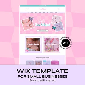 Pink Y2K Wix Website Template: Girly Nostalgic Design, Canva Logo & Banners