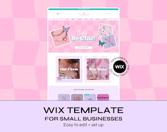 Pink Y2K Wix Website Template: Girly Nostalgic Design, Canva Logo & Banners