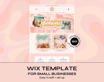 Peach 90s Style Wix Website Template with Canva Banners