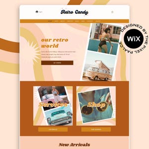Wix Website Template | Vintage Retro Website Design | Canva Banners Logo and Promos Included | Shopping and Services Website Template