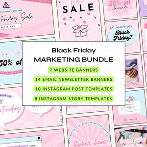 Black Friday Marketing Graphics Bundle, Instagram Posts, Website Banners, Email Banners, Canva