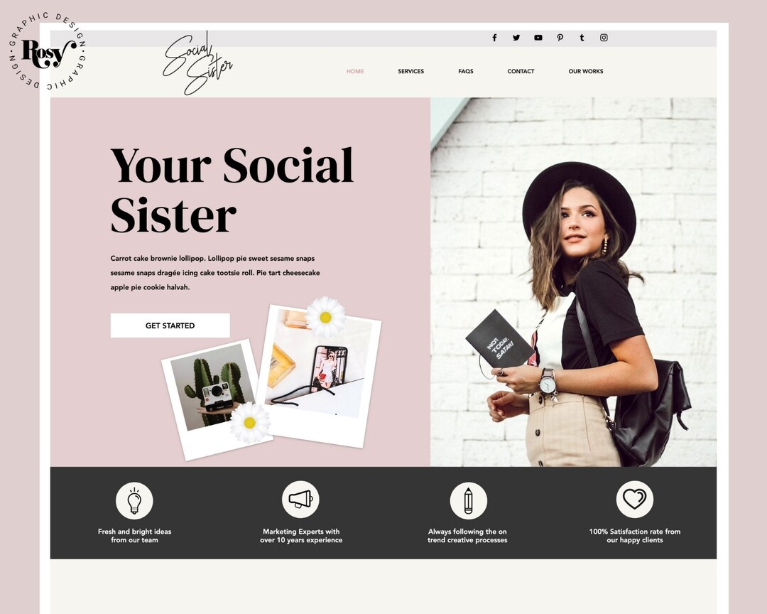 Wix Website Template Business Theme Design Social Media - Etsy