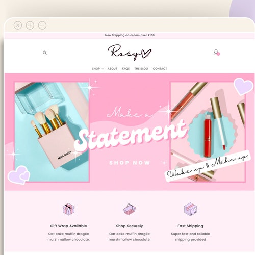 Shopify Website Design Pink Shopify Theme Website Premade Etsy Shopify Website Design Pink Shopify Theme Website Premade Etsy