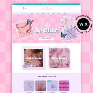 Wix Website Template Theme, Y2K Pink Wix Website Template – Editable Design with Canva Logo & Banners for Small Business