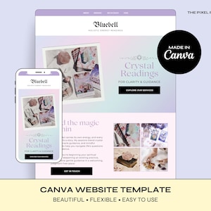 Ethereal Canva Website Template | Crystal Tarot Readings, Holistic Business (Digital Download)