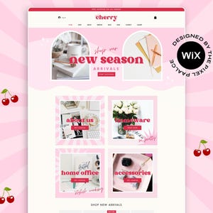 Wix Website Template | Pink and Red Retro Design | Canva Banners Logo and Promos Included | Fun Girly Website for Services or Shopping