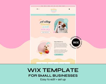 Pet Sitting Wix Website Template: Peach, Yellow, Pink, Blue (Canva Banners)
