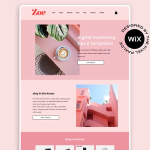 Wix Website Template, Business theme Design | Shopping, Social Media Assistant, Marketing, Service, Website Design, Pink Theme, Ecommerce