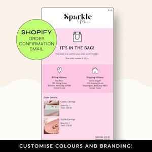Shopify Website Custom Order Confirmation Email Notification Template Design, Personalised Shopify Emails, Custom Order Notifications