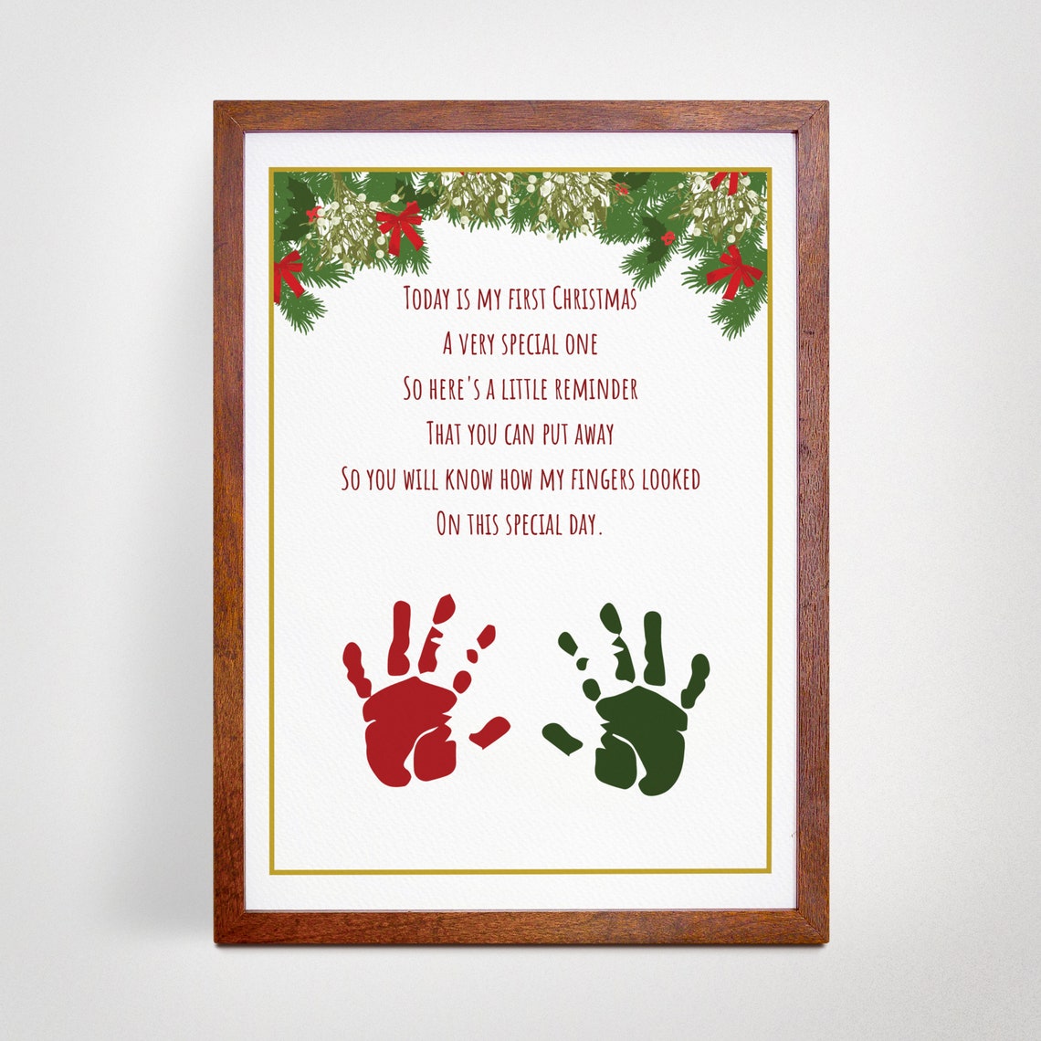 Christmas Handprint Printable Poem Baby Handprint Keepsake Etsy