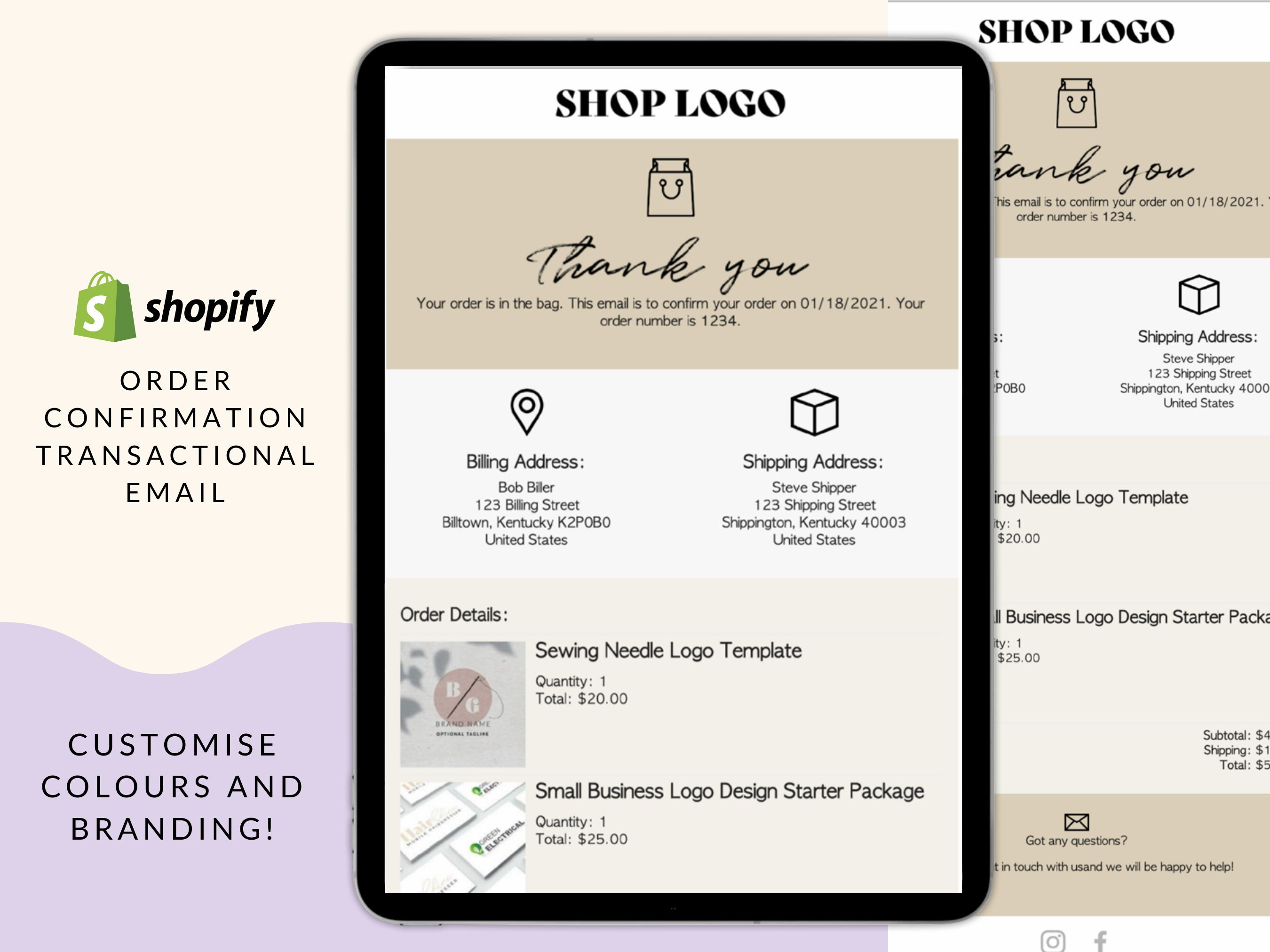 Shopify site Custom Order Confirmation Email Notification Etsy UK