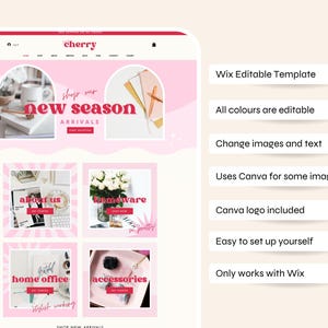 Retro Pink Wix Website Template: Canva Banners & Logo image 2
