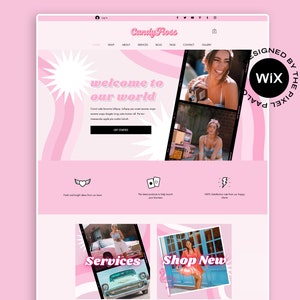 Wix Website Template,Pink Retro Design including Logo, Banners and Promos. Services and Shopping Website, Canva Banners, Website Theme
