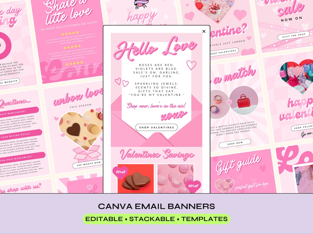 Valentines Email Templates, Pink Retro Emails, Canva Email Templates ...