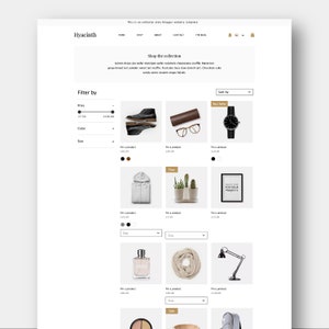 May include: A collection of products for sale, including a pair of brown leather shoes, a brown leather watch, a pair of eyeglasses, a gray hoodie, a potted cactus, a framed print with the text "For Your Projects", a bottle of perfume, a white scarf, a black desk lamp, a round makeup palette, and a brown leather backpack.