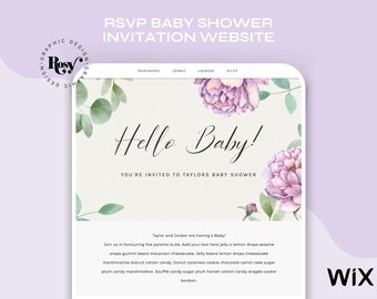 Site de convites florais para chá de bebê: modelo de RSVP Wix