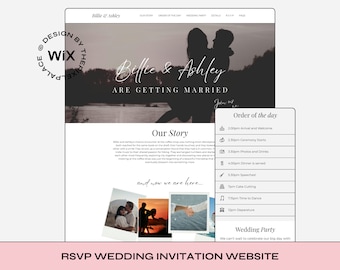 Modelo de site de RSVP de casamento Wix: convite digital simples