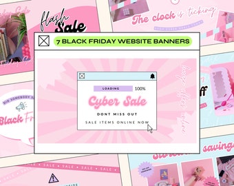 Black Friday Website Banners, Editable Canva Templates (7 Designs)