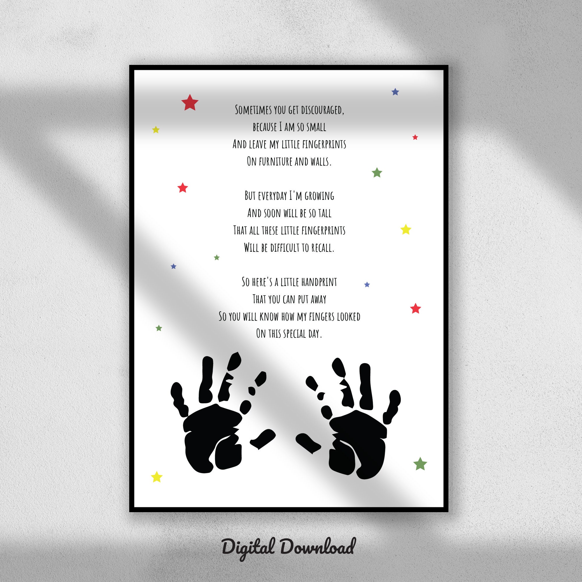 Printable Baby Handprint Poem Keepsake DIY children's Etsy