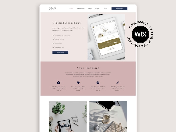 Wix Website Template | Virtual Assistant, Social Media Manager Service Business