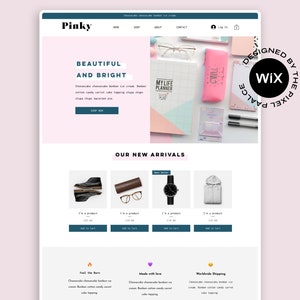 Wix Template, Pink Shopping Website Theme,Design | eCommerce, Feminine Template, Small Business, Make up, Fashion, Cosmetics, Editable