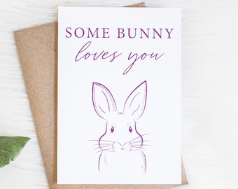 some bunny loves you printable DIY easter card, instant download easter card minimal, rabbit cards, easter bunny card,