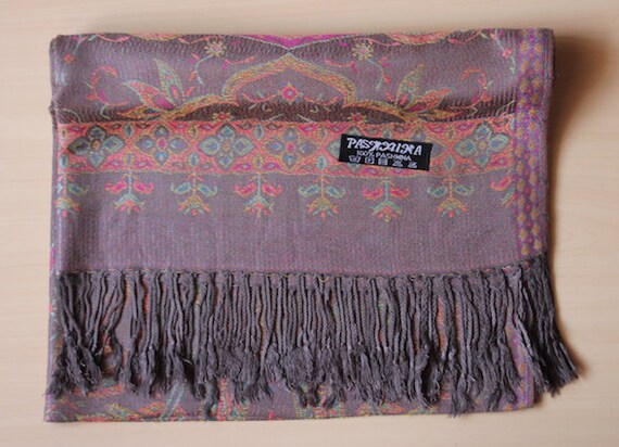 Grey 100% Pashmina Shawl | Etsy