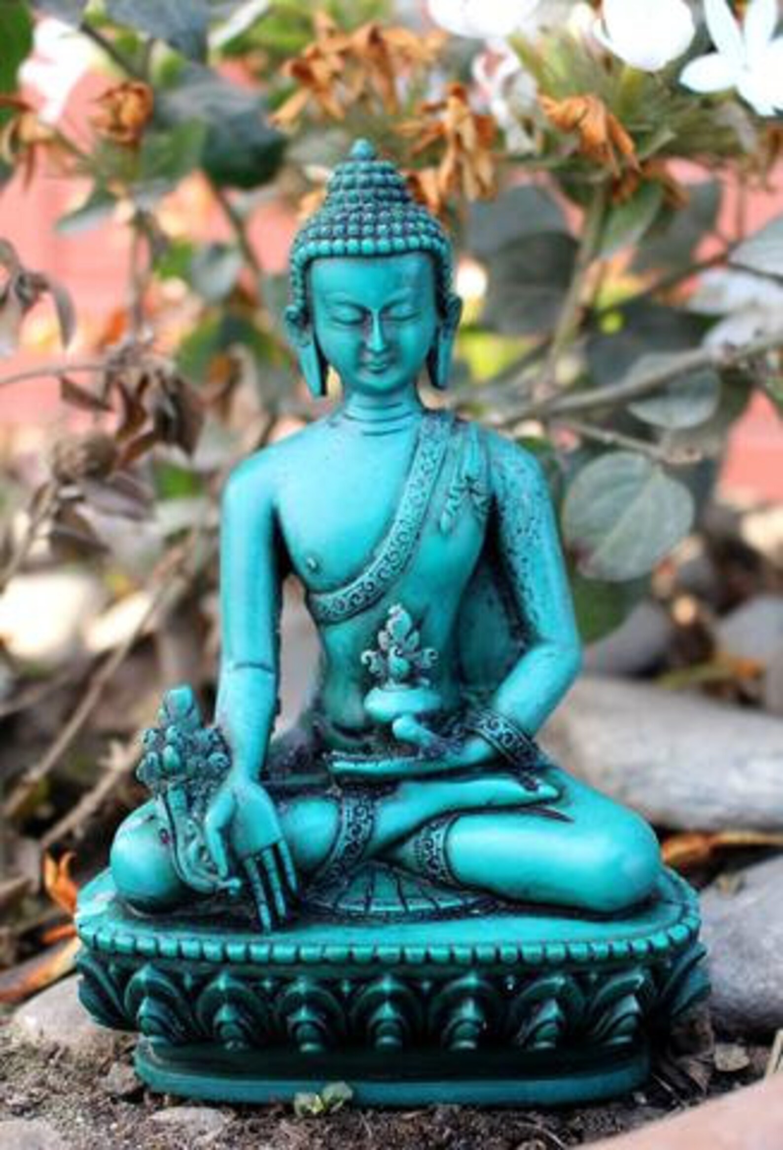 Green Resin Medicine Buddha Statue Etsy