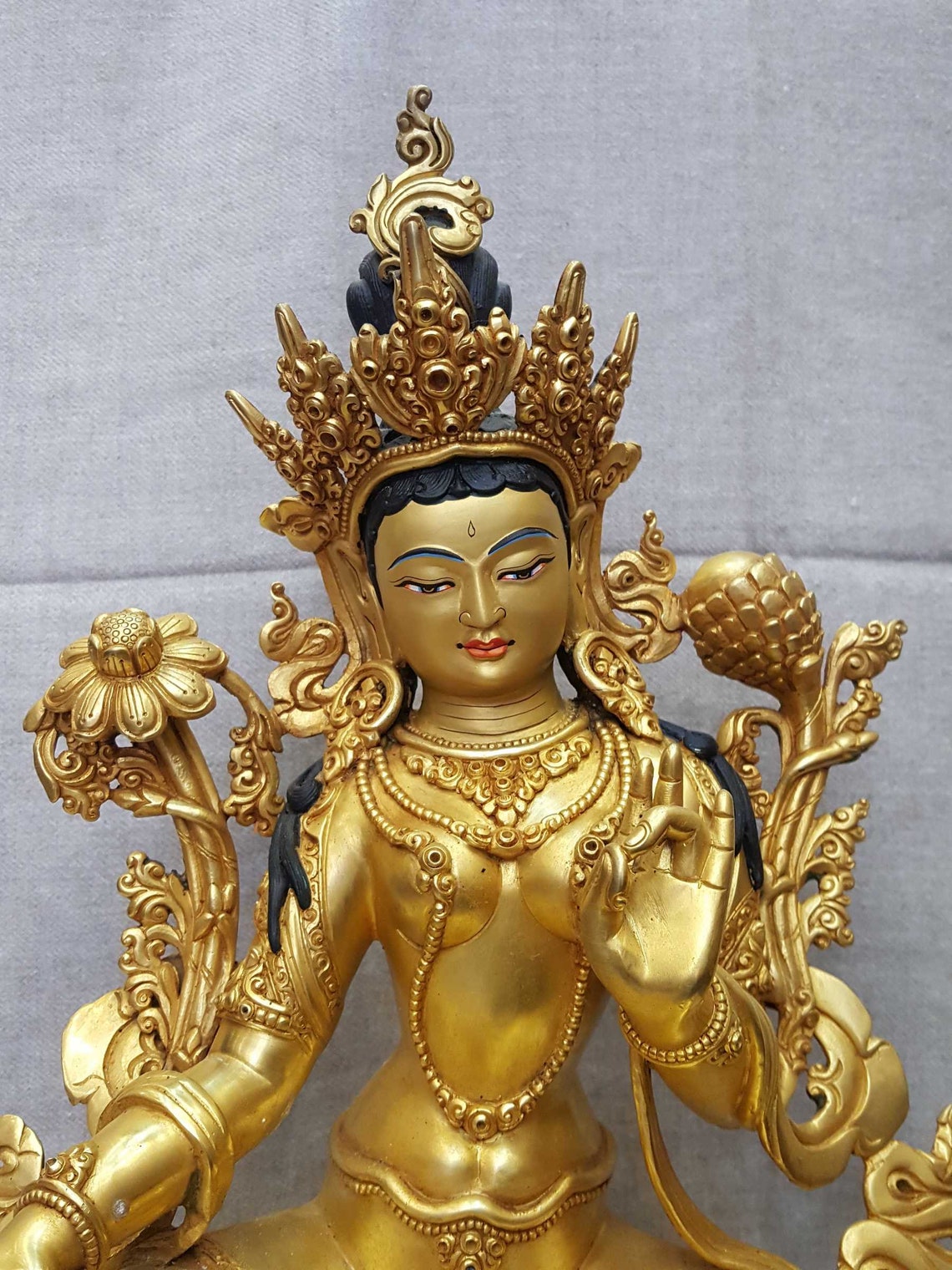 Large Hand made Green Tara Statue Made in Patan Nepal Etsy